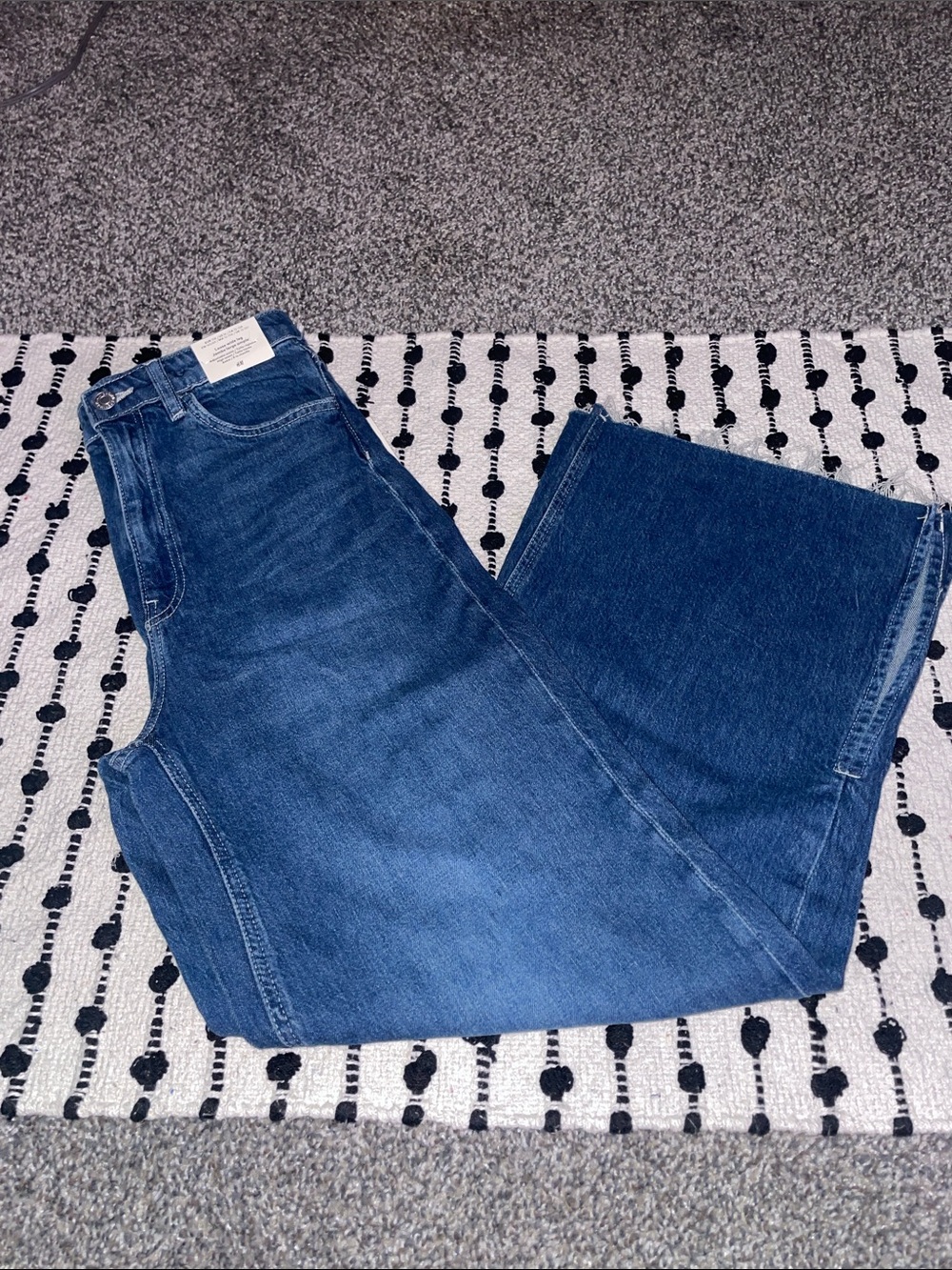 H&M Wide Leg High-Rise Jeans - Dark Blue